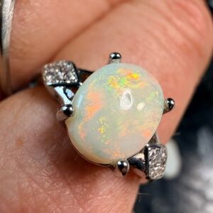 1.2 carat Australian opal adjustable ring Coober Pedy red flash